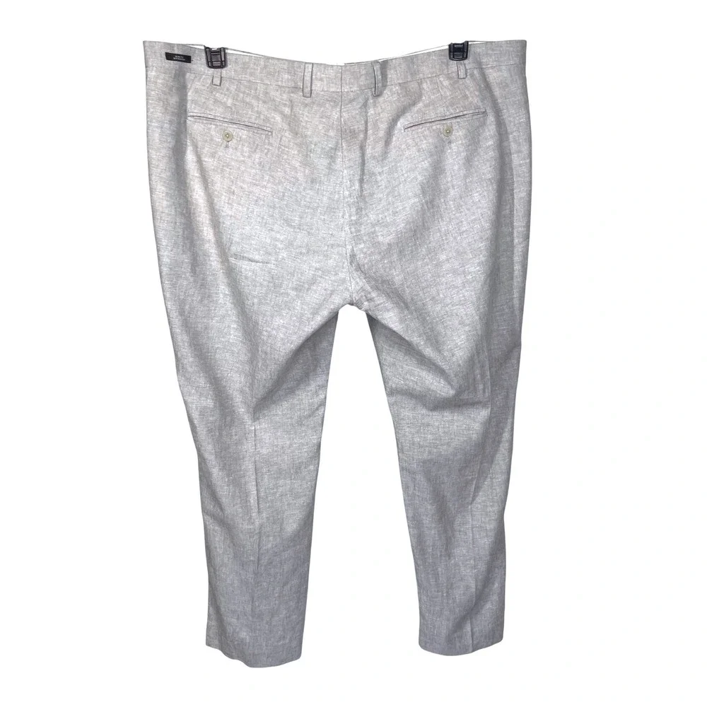 Joseph Abboud Mens 46x30 Gray Linen Cotton Slim Fit Dress Pants JOE Slub Pants